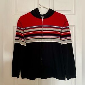 Sag Harbor striped zipper hoodie